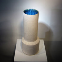 Vases Angon, blancs intérieur céramique bleue vernissée