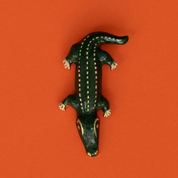 Bijou crocodile à clipper "Il Coco Green" - Clap Paris