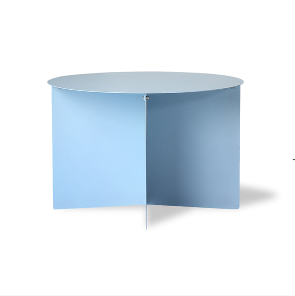 Table basse ronde en acier bleu éditée par HK Living